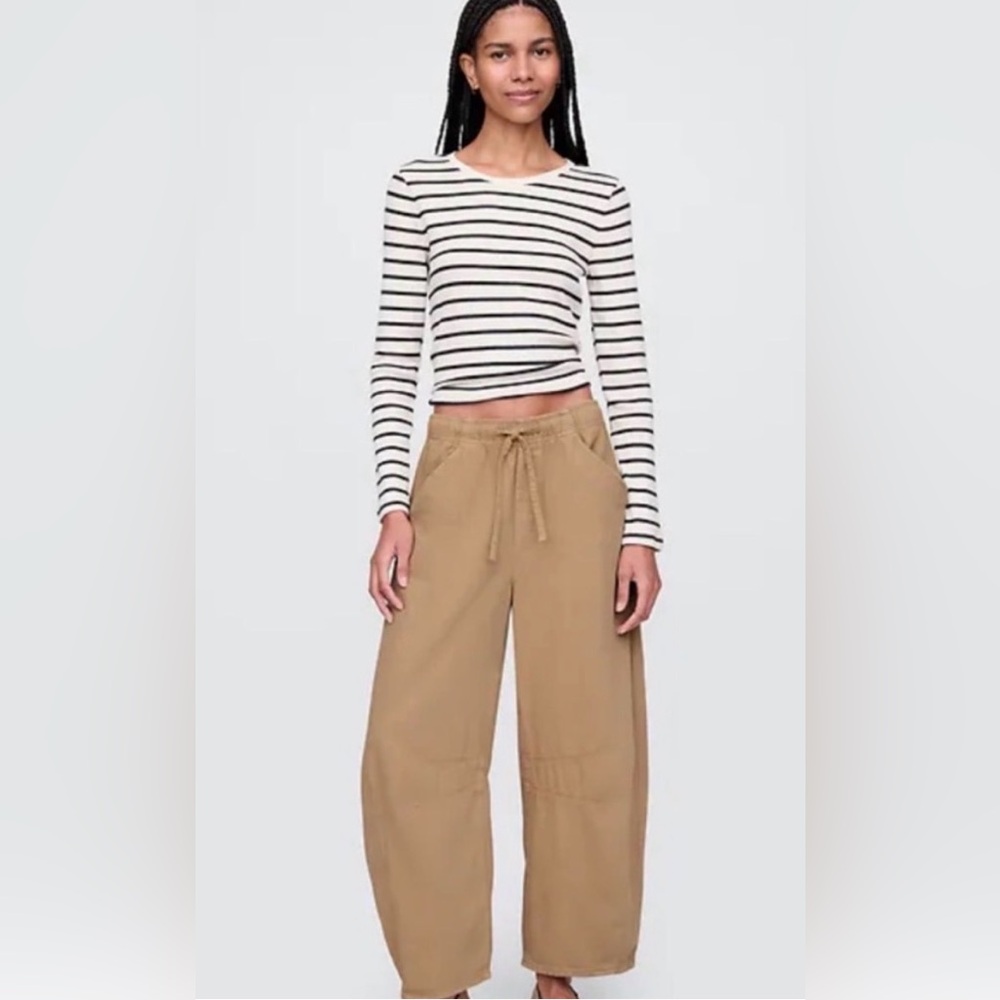 GAP Wide Leg Drawstring Pants in Tan